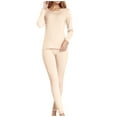 thumbnail image 1 of Long Johns Thermal Underwear for Women Fleece Lined Base Layer Set Top and Bottom for Cold Weather Beige XL, 1 of 5