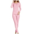 thumbnail image 1 of Long Johns Thermal Underwear for Women Fleece Lined Base Layer Set Top and Bottom for Cold Weather Pink L, 1 of 5