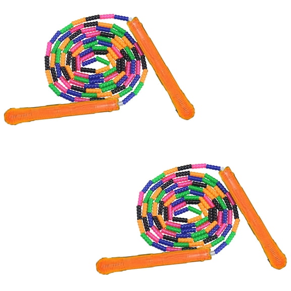 Long Jump Rope(2 Pack), Soft Beaded Skipping Rope For Kids Adults, Plastic Segmented Jump Rope - orange