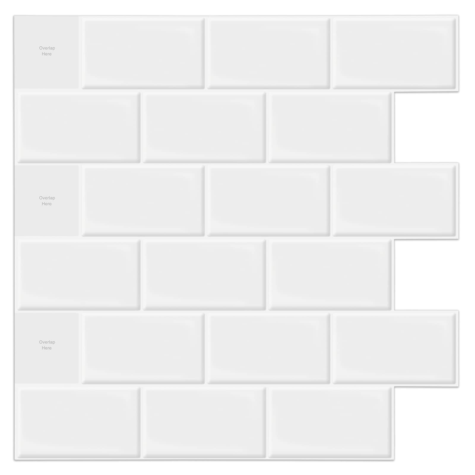 Long King Tile 12"x12" Peel and Stick Backsplash Tile Removable Subway Self-Adhesive Kitchen Backsplash Thicker Design(10-Pack)