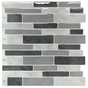 Long King Tile Gray Marble 12 in. x 12 in. Peel and Stick Wall Tile Backsplash (10-Pack)