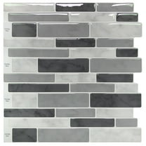 LongKing Gray Marble 12 in. x 12 in. Peel and Stick Wall Tile Backsplash (10-Pack)