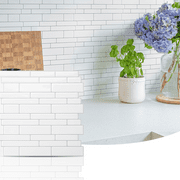 Long King Tile Peel and Stick Backsplash Tile White Subway Wall Tile 12 in. x 12 in. (10-Pack)