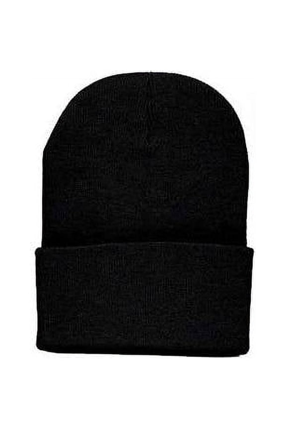 Long Knit Beanie Hat Black
