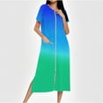 thumbnail image 1 of Long Knit Zip-Front Robe for Women with Pockets, Soft Full-Length Housecoat for Lounging and Sleepwear, 1 of 7