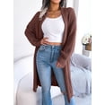 thumbnail image 1 of Long Knitted Cardigan Sweater (S, Brown), 1 of 10