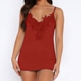 thumbnail image 1 of Long Lace Cami Top for Women V Neck Sleeveless Camisoles for Under Clothes Stylish Cute Spaghetti Strap Fitted Tunic Tank Tops Dressy Blouses Club Party Shirt Patchwork Laced Cami Y2K Tops Red, 1 of 6