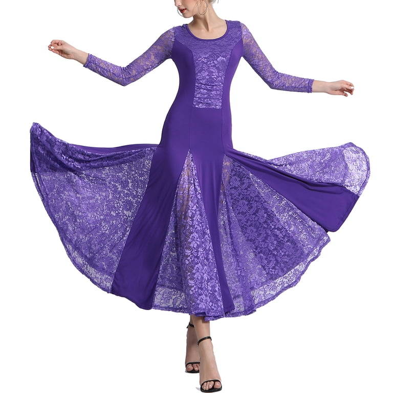 Long Lace New Style International Standard Waltz Ballroom Dance Dresses -  Walmart.com