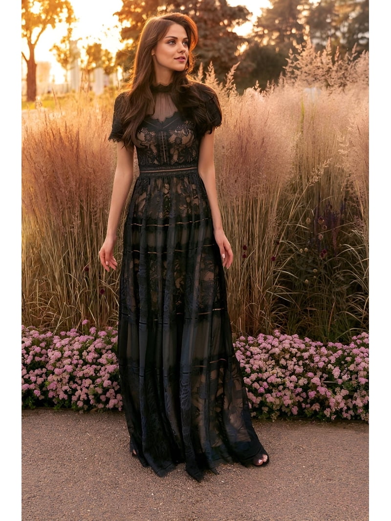 pink formal long dresses Classic Sleeveless Prom Long Slit Online Illusion Neck main image 1