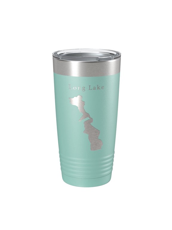 Long Lake Map Tumbler Travel Mug Insulated Laser Engraved Coffee Cup Minneapolis St. Paul Minnesota 20 oz Teal