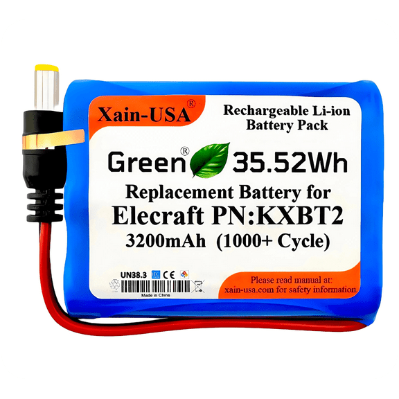 Long-Lasting 3200mAh Rechargeable Li-ion Battery PN: KXBT2 | Direct Replacement for Elecraft KX2 & KH1 | Premium Xain-Xtra Cells, 1000+ Charge Cycles
