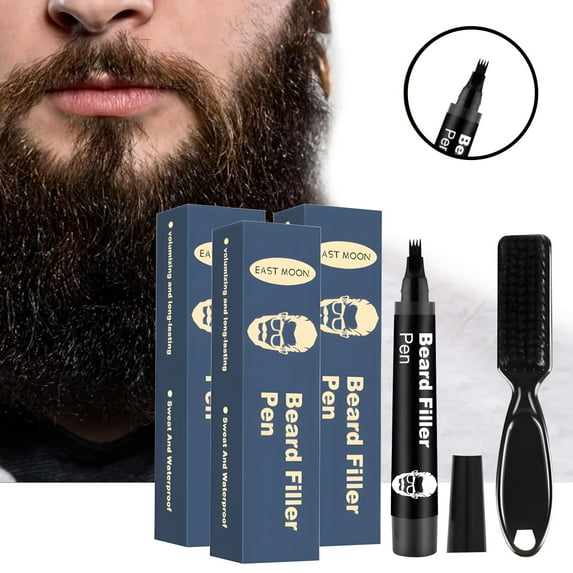 Long-Lasting 3pcs Beard Pencil Kit with Brush for Men - Enhance Mustache Coverage And Shape, Valentine's Day Gifts for Boyfriends Or Husbands
