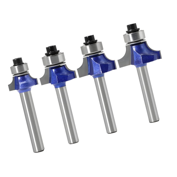 Long Lasting 6mm Shank R Shape Router Bits 4 Piece Set Ideal For Hardwood And Softwood Cutting And Shaping