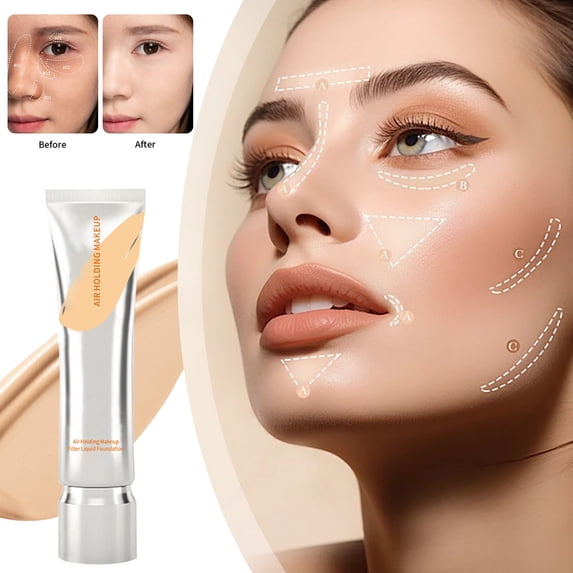 Long Lasting Full Coverage Liquid Foundation, Moisturizing Lightweight Foundation, Sweatproof & Transfer-Proof Face Makeup (Natural)