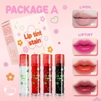 Long Lasting Lip Gloss Lip Tint Stain 4 Colors Roll-On Fruit Juice Lip Glaze for Lips & Cheeks, Moisturizing Water Tint, Non-Stick to Cup, Hydrating Pout, Winter Makeup, Holiday Gi Makeup Organizers