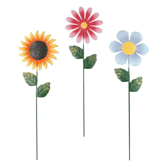 Long Lasting Metal Flower Garden Stake 3PCS Set for Outdoor Ornamentation