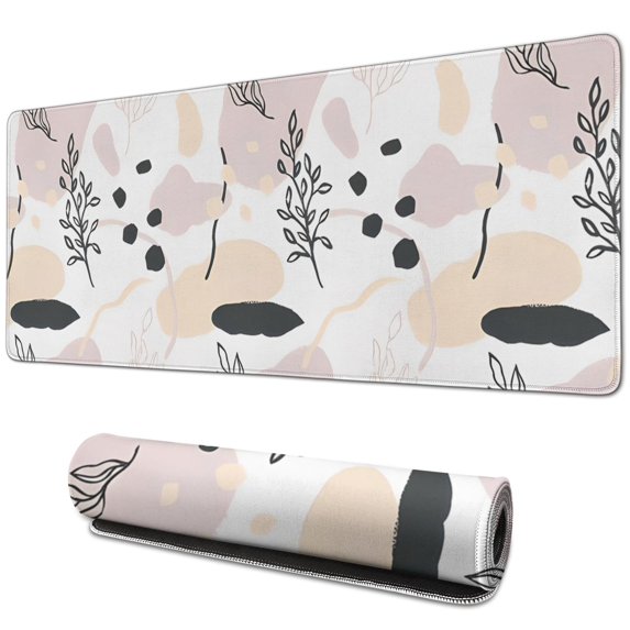 Long-Lasting Non-Slip Large Desk Mat | Waterproof Abstract Art Design | Boho Leaves Pattern | Perfect Addition for Office Laptop | 31.5 X 11.8 Inch