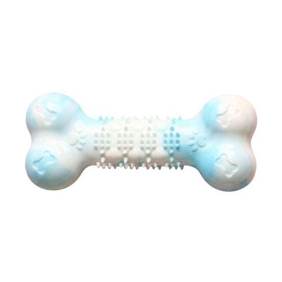 Long-Lasting Pet Chew Toy for Teething, Tough TPR Rubber Bone and Ball Set for Aggressive Chewers and Puppy Play, Blue