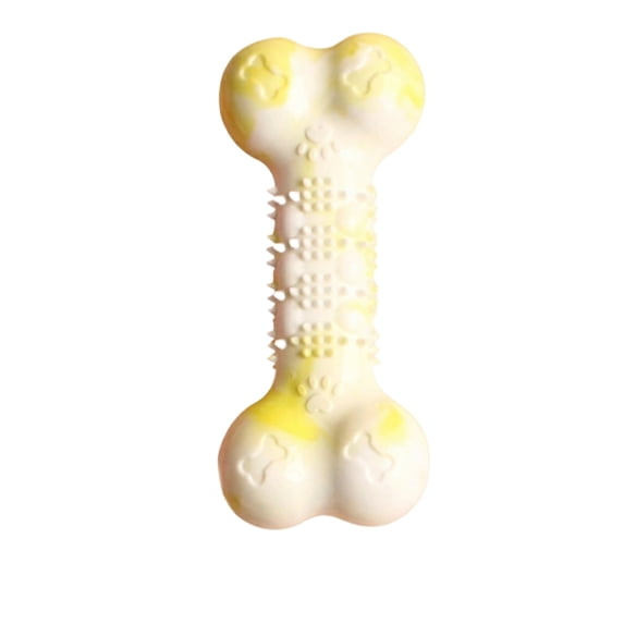 Long-Lasting Pet Chew Toy for Teething, Tough TPR Rubber Bone and Ball Set for Aggressive Chewers and Puppy Play, Yellow