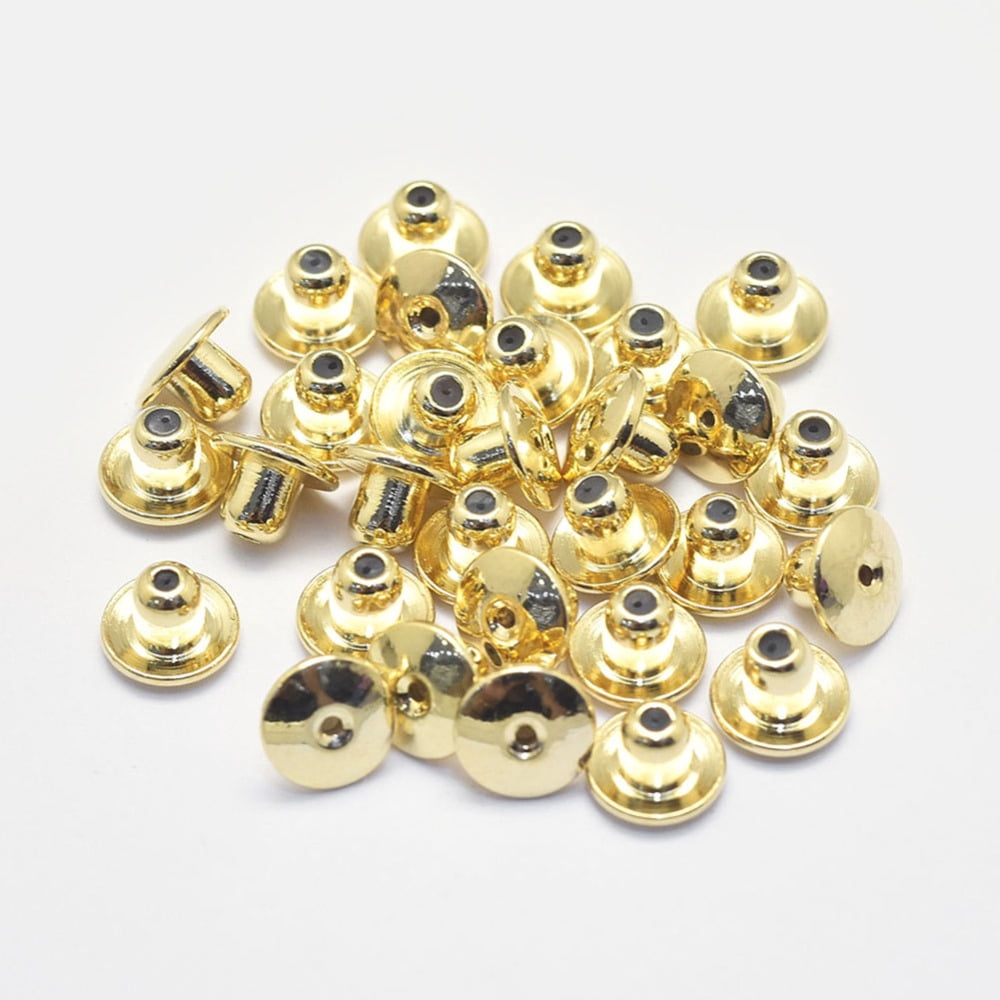 Long-Lasting Plated Brass Ear Nuts Clutch Earring Backs with Pad for Droopy Ears Real Gold Plated Nickel Free Real 18K Gold Plated 5x7mm