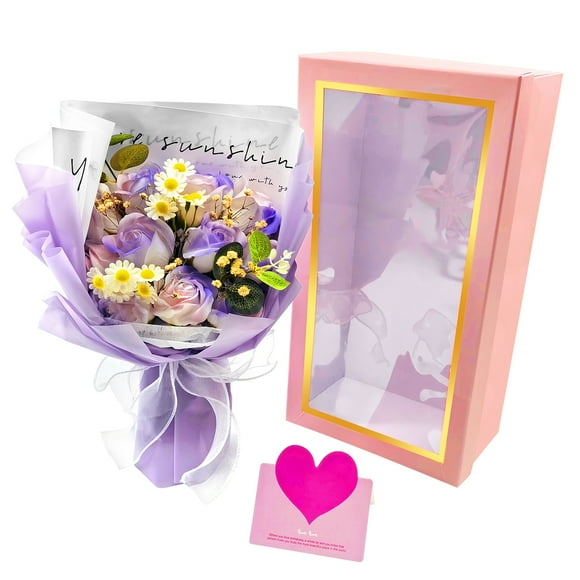 Long-Lasting Purple Rose Bouquets, Fake Flowers Gifts for Women, Mom, Grandma, Wife, Friends