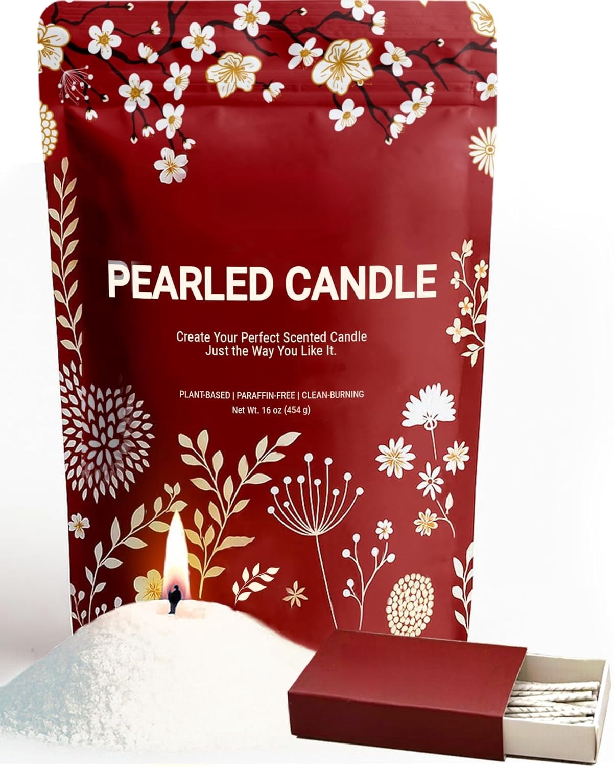 Long Lasting Sand Candle Wax Set, Pearled Candle – Refillable Non-Toxic Luxury Pearled Sand with Wicks for Candle Making, DIY Candle Making