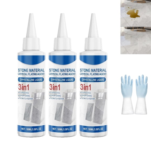 Long-Lasting Shine & Protection Tiles Cleaner, 3 in 1 Stone Material Crystal Plating Agent, Ceramic Tile Stone Cleaner and Polish, Protective Coating for Ceramic Bathroom Kitchen Tiles (3pcs)