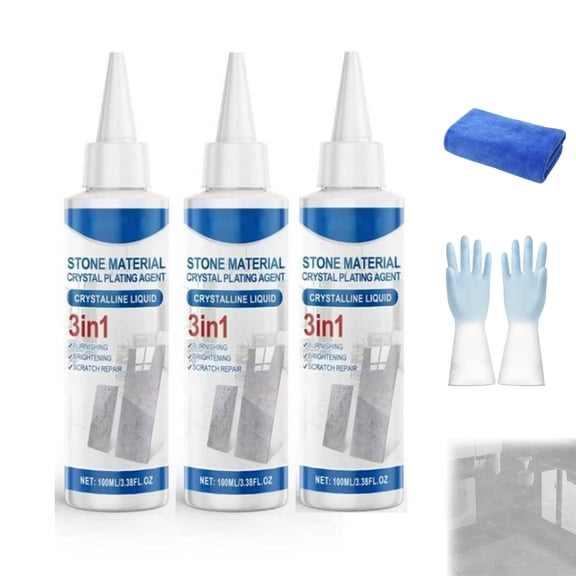 Long-Lasting Shine & Protection Tiles Cleaner, 3 in 1 Stone Material Crystal Plating Agent, Ceramic Tile Stone Cleaner and Polish, Protective Coating for Ceramic Bathroom Kitchen Tiles (3PC)