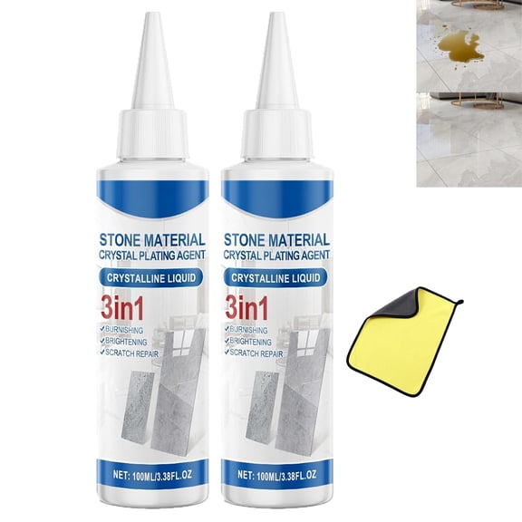 Long-Lasting Shine & Protection Tiles Cleaner, 3 in 1 Stone Material Crystal Plating Agent, Ceramic Tile Stone Cleaner and Polish, Protective Coating for Ceramic Bathroom Kitchen Tiles (2pcs)