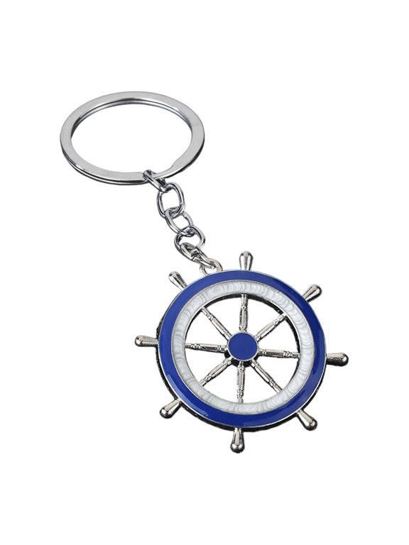 Long Lasting Shines Marine Keychain Featuring Anchors Detail Crafted From Kiriste In Marine Blue White Hues