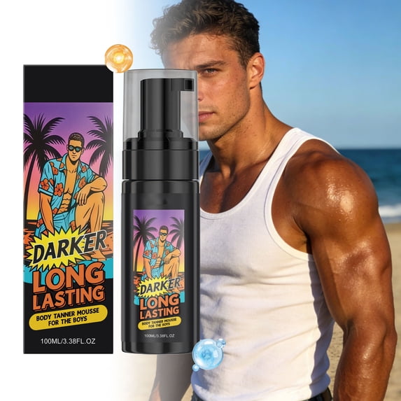 Long Lasting Sunless Tanning Foam, Natural Color Sun Free Tanning Cream, Evenly Colored Without False Yellow, Waterproof and Sweat Resistant 100ml