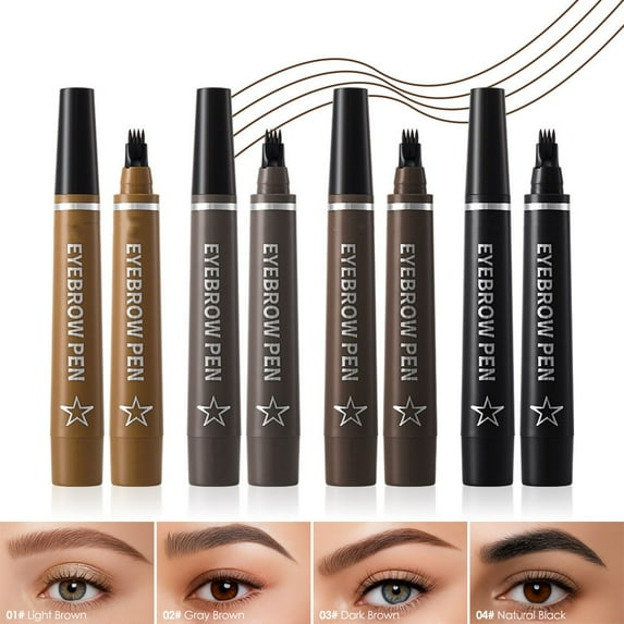 Long-Lasting Waterproof Eyebrow Pencil – Four-Color Natural Eyebrow Pencil with Quadbrow Design,Smudge-Proof and Fade-Resistant,Easy to Apply for Defined Brows,Makeup Essential,1.5ml