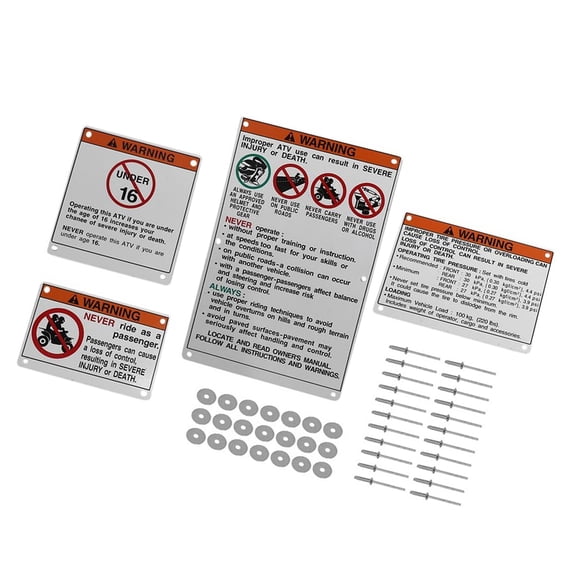 Easy to Apply 5FE215680100 ATVs Warning Decal Sticker Metal Label for YFZ450 660 700 Banshee 200 Models