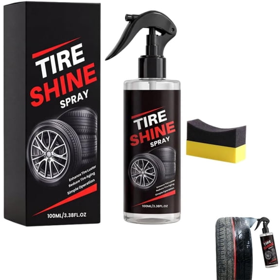 Long-Lasting Wet Look Tire Shine Spray – Tyre Dressing for Car, SUV & Truck – Deep Black Shine, No Sling, Waterproof, Long Lasting Car Tire Shine Spray (1PCS)