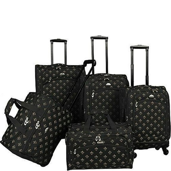 Long Lat Inc. AF 5P FleurDeLis LuggagSet Black