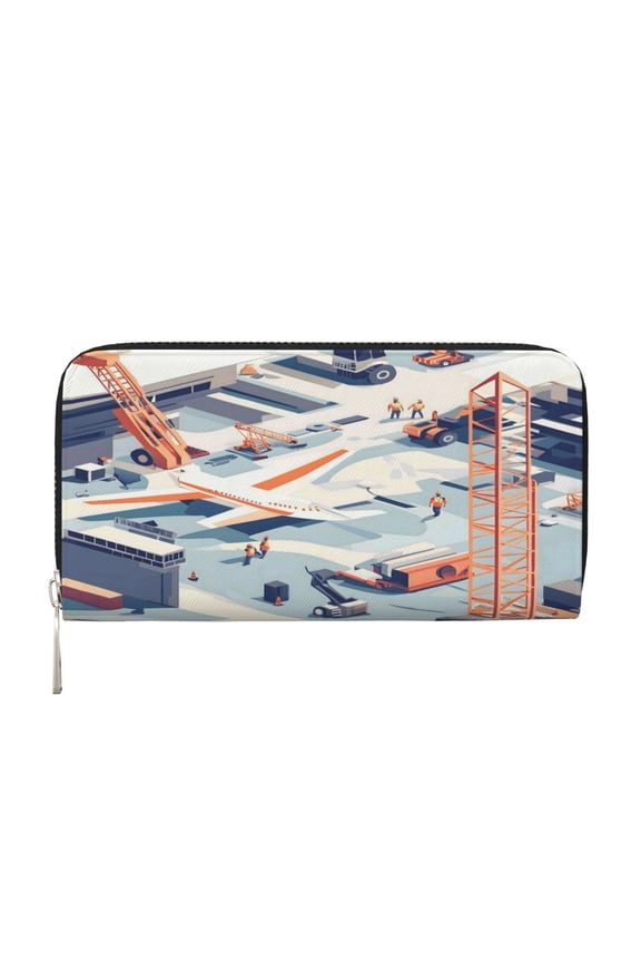 Long Leather Clutch With A Zippered Pocket For Easy Access And Multiple Card Slotsperfect For Daily Commutes Or Travel Construction Site
