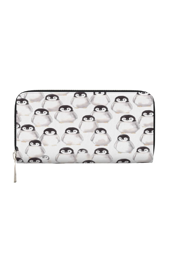 Long Leather Clutch With A Zippered Pocket For Easy Access And Multiple Card Slotsperfect For Daily Commutes Or Travel Little Penguin