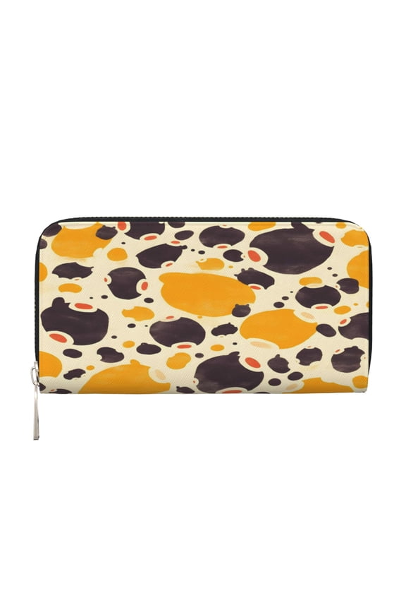 Long Leather Clutch With A Zippered Pocket For Easy Access And Multiple Card Slotsperfect For Daily Commutes Or Travel Milk Cow Print Style Sienna_3