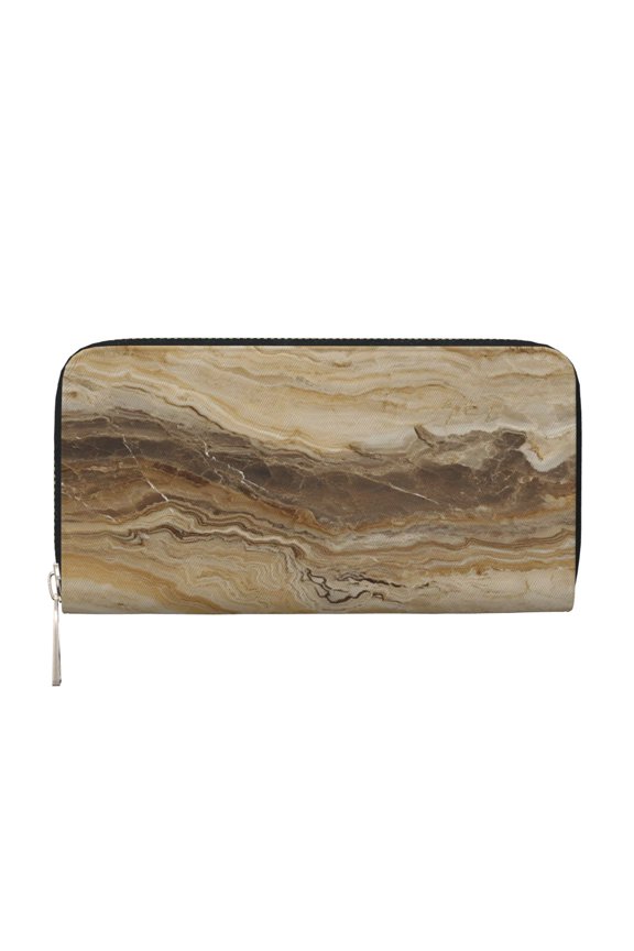 Long Leather Clutch With A Zippered Pocket For Easy Access And Multiple Card Slotsperfect For Daily Commutes Or Travel Sandybrown Marble_4