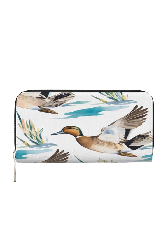 Long Leather Clutch With A Zippered Pocket For Easy Access And Multiple Card Slotsperfect For Daily Commutes Or Travel Water Duck