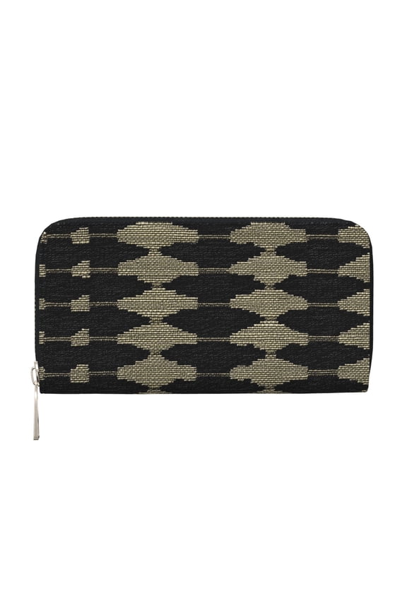 Long Leather Clutch With A Zippered Pocket For Easy Access And Multiple Card Slotsperfect For Daily Commutes Or Travel Darkvoilet Houndstooth Checkered_1