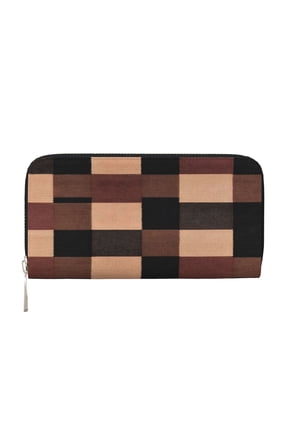 Long Leather Clutch With A Zippered Pocket For Easy Access And Multiple Card Slotsperfect For Daily Commutes Or Travel Rosybrown Buffalo Plaid Check Tartan Scotland_4