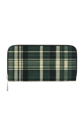 Long Leather Clutch With A Zippered Pocket For Easy Access And Multiple Card Slotsperfect For Daily Commutes Or Travel Springgreen Buffalo Plaid Check Tartan Scotland_99154_4