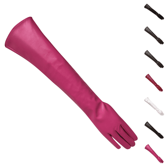Long Leather Gloves Faux Leather Elbow Length Gloves for Women Evening Party Costume