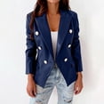 thumbnail image 1 of Long Leather Jacket Double Breasted Fancy Buttons Leather Blazer Women Long Sleeve Coat Style, 1 of 4