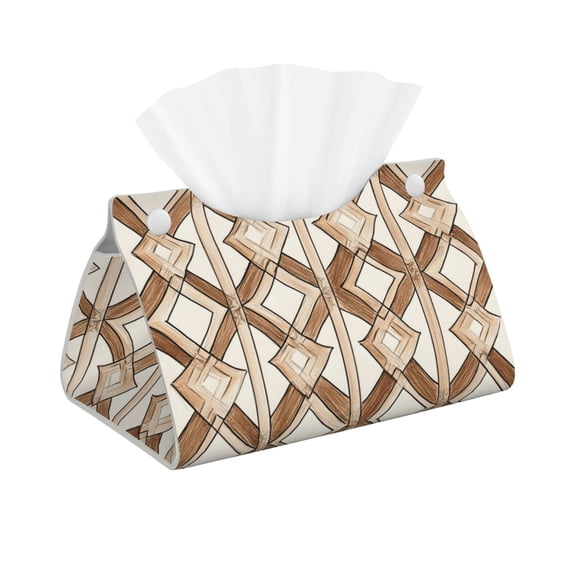 Long Leather Paper Towel Pack 7.9in X 4.9in X 4.5in Waterproof Durable Folding Storage For Coffee Table Dining Table Bed Table Work Table Brown Moroccan Trellis Hand-Drawn Sketch_2