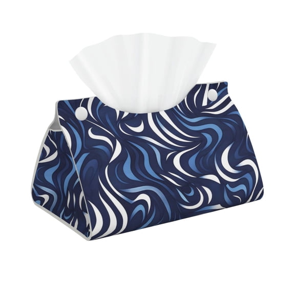 Long Leather Paper Towel Pack 7.9in X 4.9in X 4.5in Waterproof Durable Folding Storage For Coffee Table Dining Table Bed Table Work Table Zebra Print Style Lightblue_4