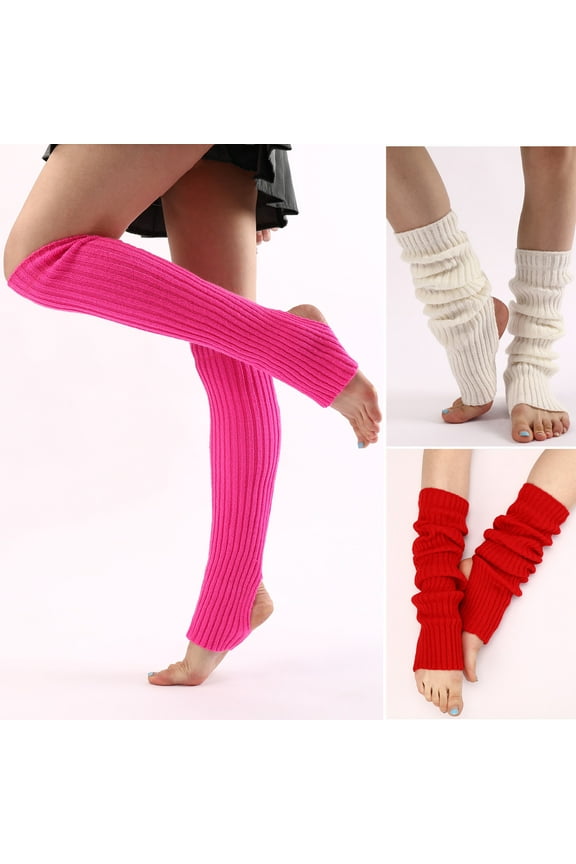 Long Leg Warmers for Women 80s Neon Ribbed Knit Leg Warmers for Girls 80s Party Dance Sports Socks