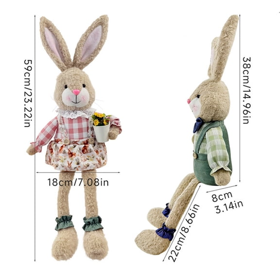 Long Legged Easter Bunny Stuffed Animal Standing Rabbit Statue Doll Plush Toy For Home And Tabletop Easter(Green-60cm)