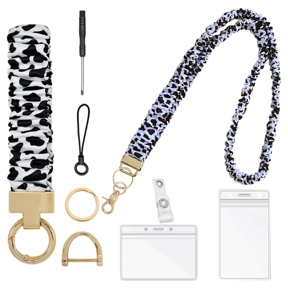 Long Leopard Print PVC Card Holder Neck Lanyard Clear ID Badge Sleeve Waterproof Card Protector for Daily Use